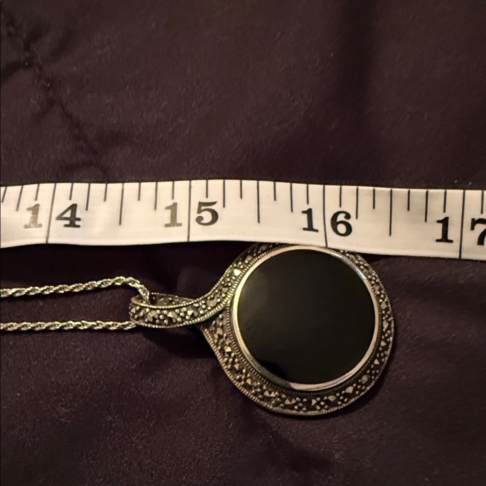 π€VINTAGE MALACHITE 925 ITALY STERLING SILVER REVERSIBLE PENDANTπ€ - Picture 8 of 8